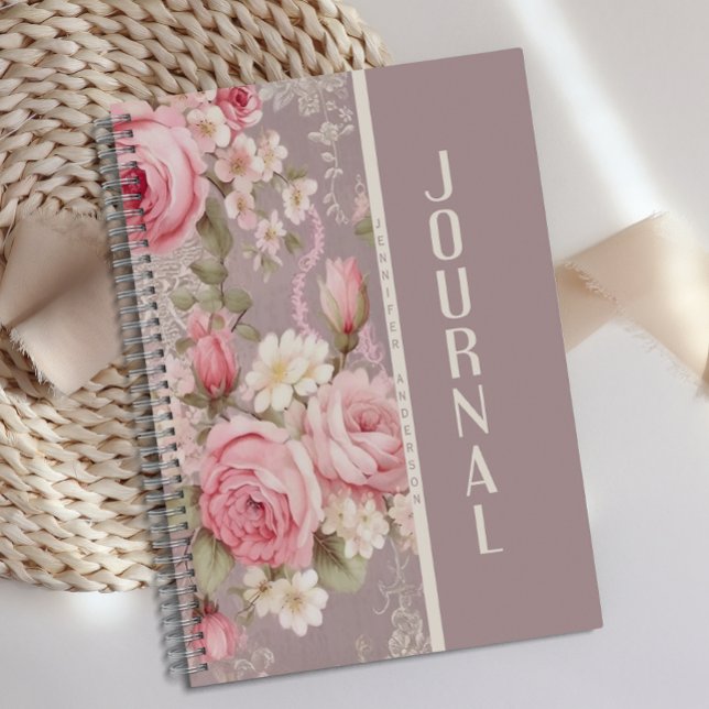 Personalised Soft Blush Pink Rose Floral Journal  (Creator Uploaded)