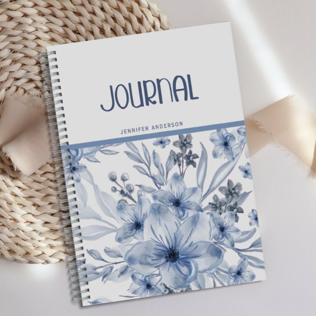 Personalised Soft Classic Blue Floral Journal  (Creator Uploaded)