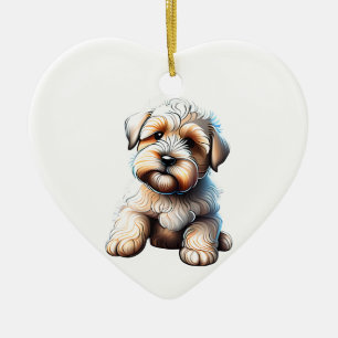 Personalised Soft Coated Wheaten Terrier Puppy Ceramic Tree Decoration