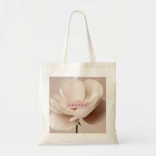 Personalised Soft Cream Magnolia Bloom Aesthetic Tote Bag