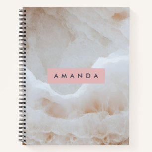 Personalised Soft Cream Onyx Marble Texture Notebook
