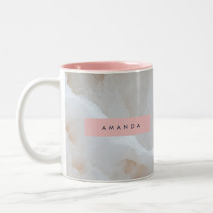 Personalised Soft Cream Onyx Marble Texture Two-Tone Coffee Mug