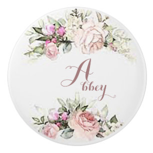 Personalised Soft Floral  Ceramic Knob
