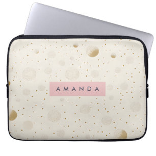 Personalised Soft Gold Polka Dot Minimalist Style Laptop Sleeve