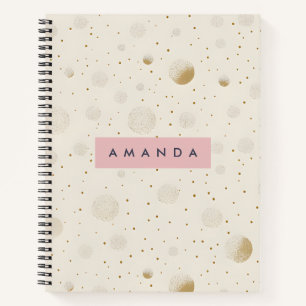 Personalised Soft Gold Polka Dot Minimalist Style Notebook