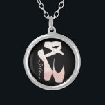 Personalised Soft Gradient Pink Ballet Shoes Silver Plated Necklace<br><div class="desc">Personalise it with recipient's name or customise it with your own text,  and you can also change the font,  size,  & colour of the text,  move it,  rotate it. Or delete the text if you'd rather have it without.</div>
