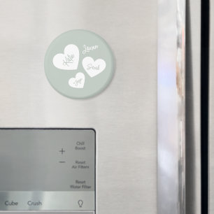 Personalised Soft Green Blue Mother's Hearts Magnet