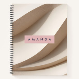 Personalised Soft Minimal Beige Wave Style Notebook