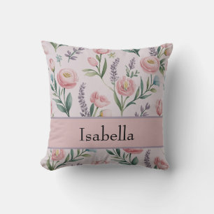 Personalised Soft Pastel Floral Roses & Tulips Cushion