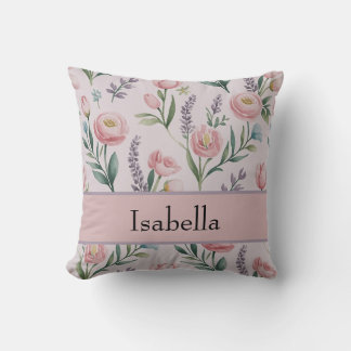 Personalised Soft Pastel Floral Roses & Tulips Cushion