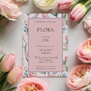 Personalised Soft Pastel Floral Roses & Tulips Invitation