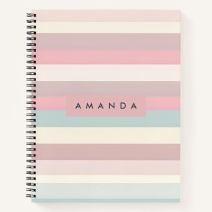 Personalised Soft Pastel Rainbow Stripes Notebook