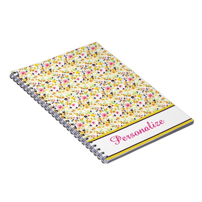 Personalised Soft spring floral Notebook (Right Side)