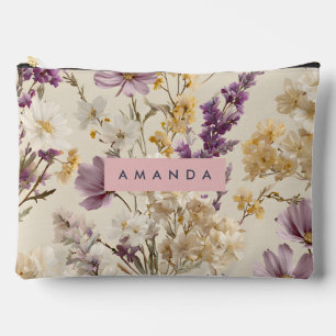Personalised Soft Wildflower Meadow Floral Accessory Pouch
