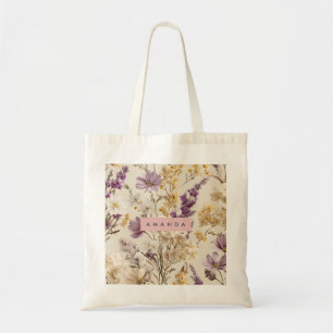 Personalised Soft Wildflower Meadow Floral Tote Bag