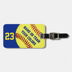 Personalised Softball Bag Tags, Your TEXT, COLORS Luggage Tag
