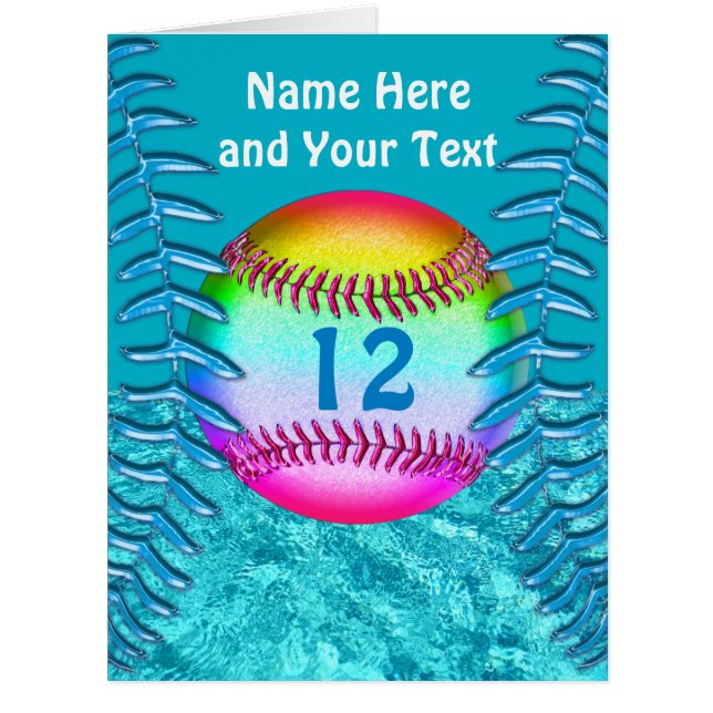 Personalised Softball Cards for ANY Softball Party (Front)