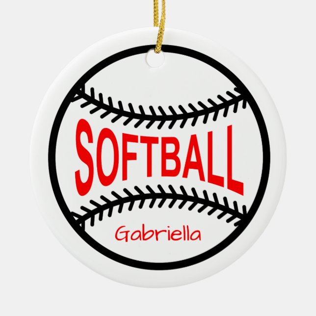 Personalised Softball Christmas Ornament (Front)