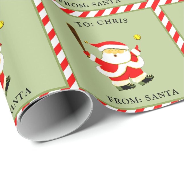 Personalised Softball Christmas Wrapping Paper (Roll Corner)