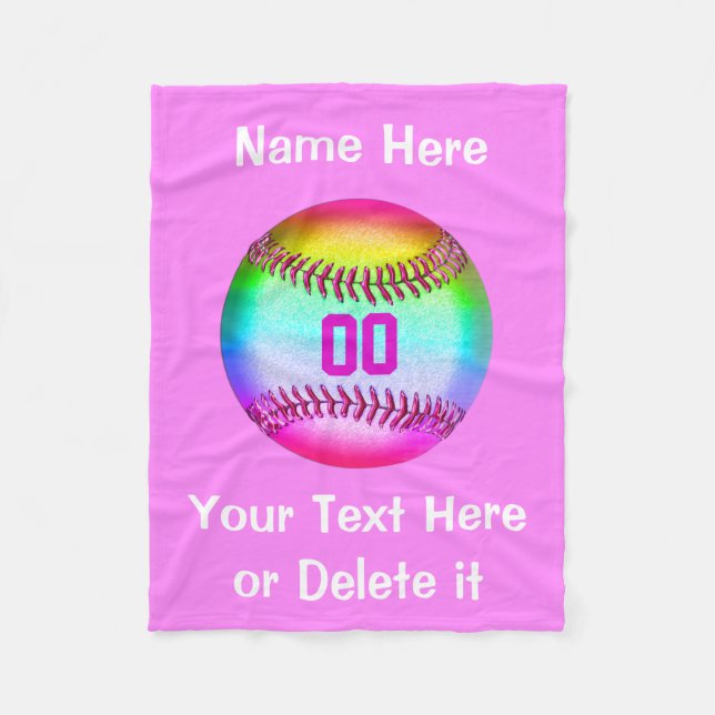 Personalised Softball Fleece Blanket (Front)