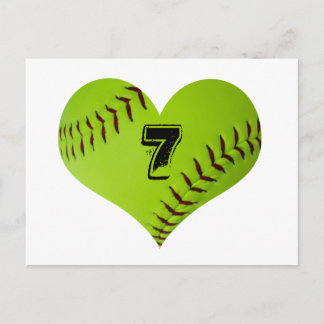 Personalised softball heart postcard