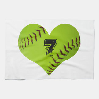 Personalised softball heart tea towel