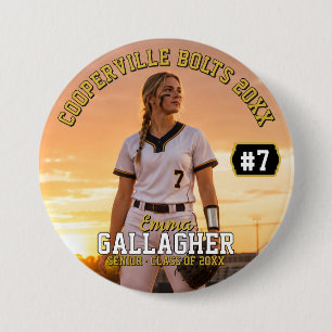 Personalised Softball Photo Button