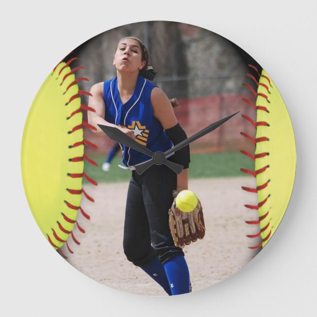 Personalised Softball Photo Large Clock (Front)
