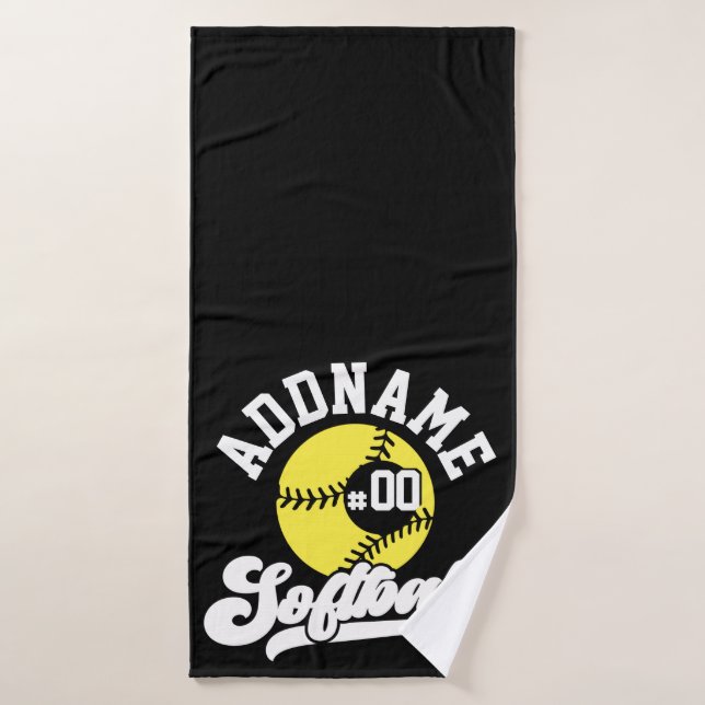 Personalised Softball Player ADD NAME Retro Team Bath Towel Set (Bath Towel)