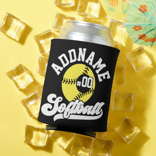 Personalised Softball Player ADD NAME Retro Team Can Cooler (In Situ Summer)