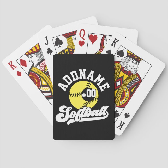 Personalised Softball Player ADD NAME Retro Team Playing Cards (Back)