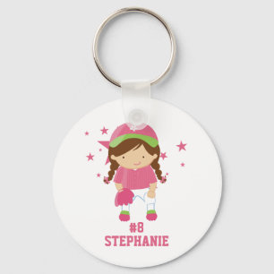 Personalised softball player and stars keychain