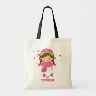 Personalised softball player and stars tote bag