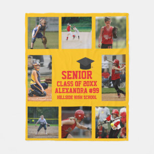 Personalised Softball Senior Night Graduation Grad Fleece Blanket