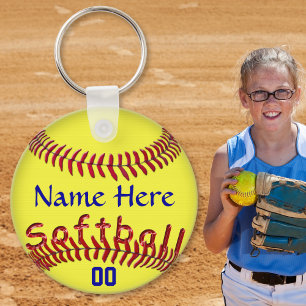 Personalised Softball Team Gift Ideas, NAME NUMBER Key Ring