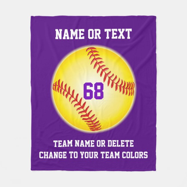 Personalised Softball Team Gifts Your Text, Fleece Blanket (Front)