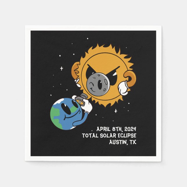 Personalised Solar Eclipse 2025 Photobomb Napkin (Front)