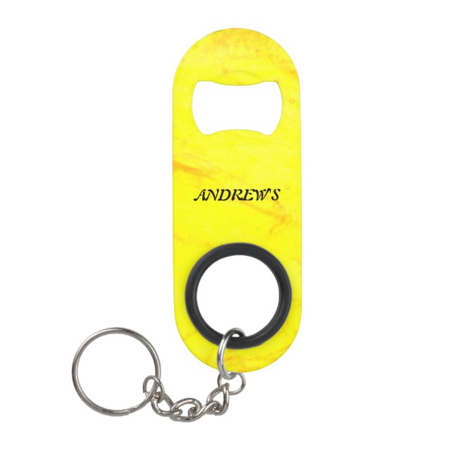 Personalised Solar Yellow Keychain Bottle Opener (Front)
