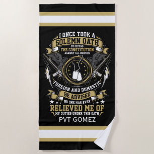 Personalised Soldiers Oath Beach Towel