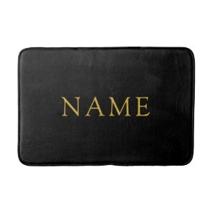 Personalised Solid Black Bath Mat with Custom Name