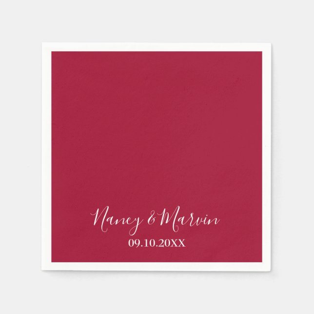 Personalised Solid Ruby 40th Anniversary Party Napkin (Front)