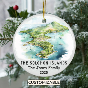 Personalised Solomon Islands Ornament, Oceania Ceramic Tree Decoration