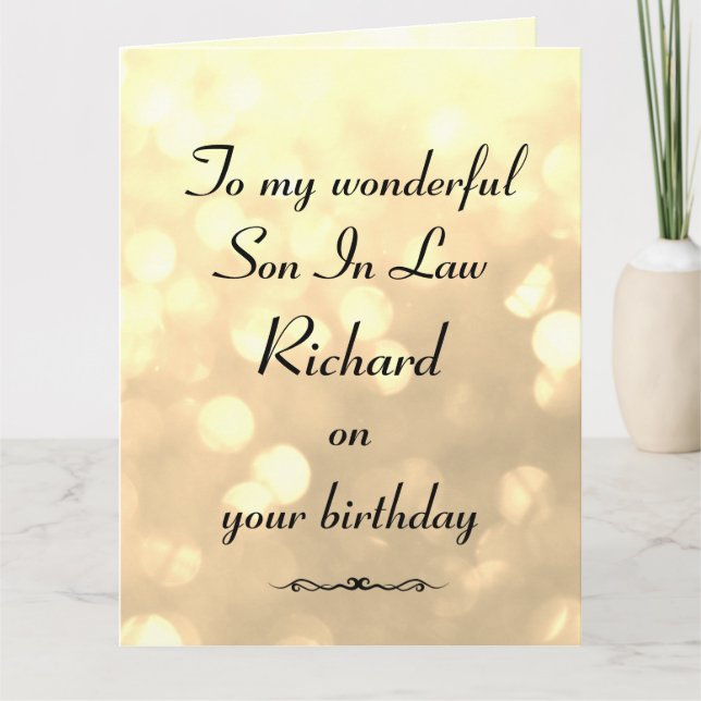 Personalised Son In Law Birthday Card (Front)