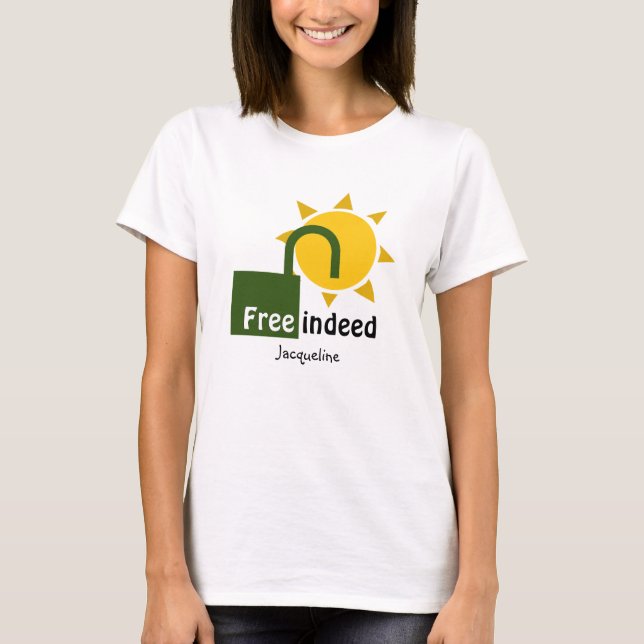 Personalised SON SETS FREE INDEED Christian T-Shirt (Front)