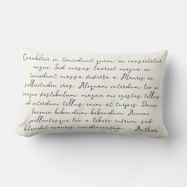 Personalised song lyric poem lumbar cushion (Front)