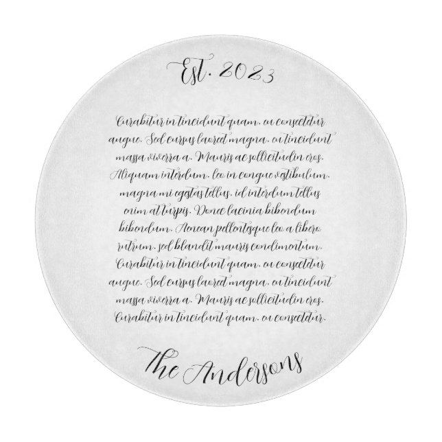 Personalised Song Lyrics Glass Charcuterie Board (Front)