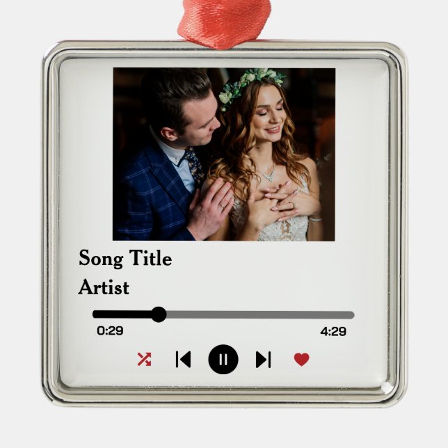 Personalised Song Lyrics Photo For The Couple Metal Tree Decoration (Front)