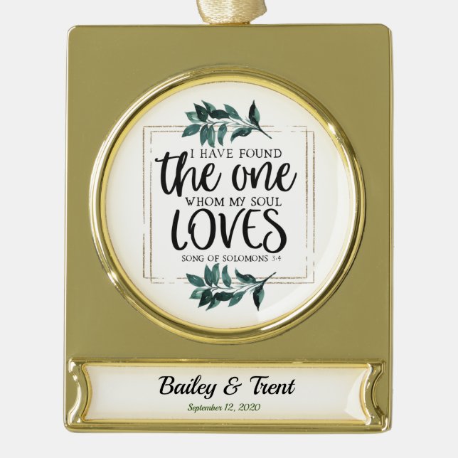 Personalised Song of Solomon 3:4 Gold Plated Banner Ornament (Front)
