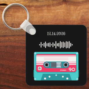 Personalised Song QR Code Message Retro Cassette Key Ring