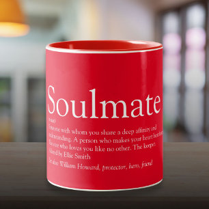 Personalised Soulmate Definition Romantic Red Two-Tone Coffee Mug